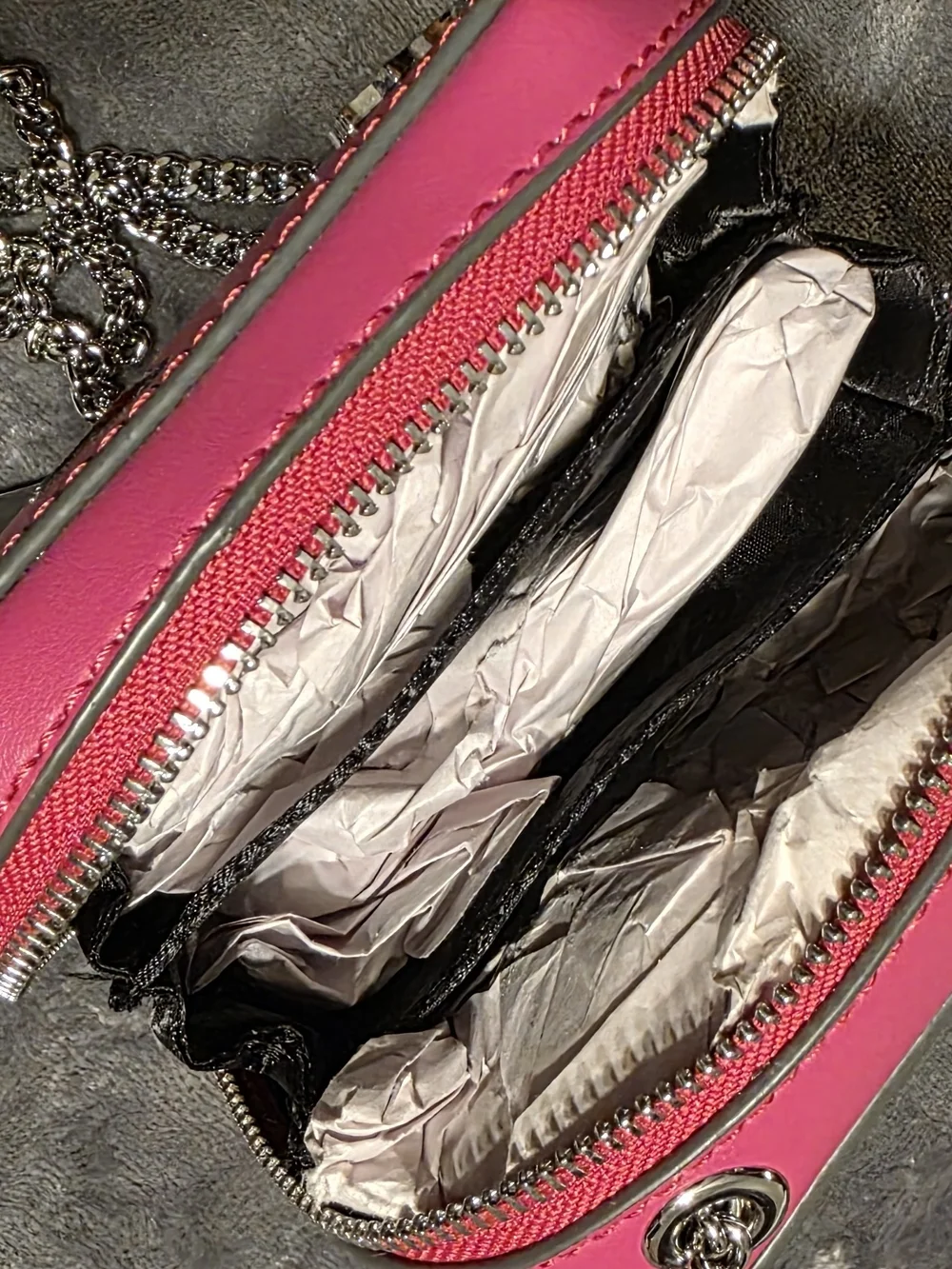 Karl Lagerfeld Pink Mini Crossbody Bag with Chain and Charm Embelishments NWT